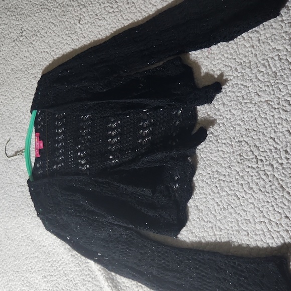 Liz Lange Maternity Tie Front Black and Silver Sweater in Size Large - Picture 2 of 6